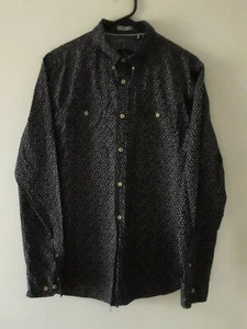 St George By Duffer Business Shirt Size Medium Long Sleeve Collar Dressy Navy - Picture 1 of 14