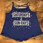  Epic Threads Girls Saturdays & Sun Rays Glitter Tank Top Shirt Size L