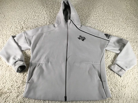Texas A&M Aggies Sweater Mens Extra Large Gray Adidas Full Zip Jacket Hoodie Cover