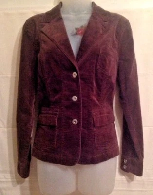 Chaqueta Blazer Style & Co Para Mujer Talla Med Pana Marrón Chocolate Botón Frontal Foto 1 de 4