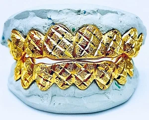 STERLINGSILBER MIT 18K GELBVERGOLDET PRINZESSIN STAUBSCHNITT GRILLZ - Bild 1 von 12