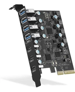 Tarjeta PCIe a USB 3.2 Gen 2 con ancho de banda de 20 Gbps 7 puertos USB 4 USB tipo A... - Imagen 1 de 6