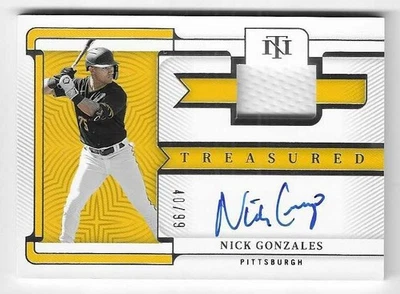 Nick Gonzales 2023 NATIONAL TREASURES MLB AUTÓGRAFO JERSEY TARJETA PIRATAS AUTOMÁTICO/99 Foto 1 de 2