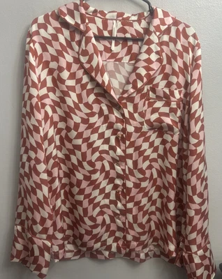 Anthropologie Gran Tamaño Pijama Psicodélico Años 70 Top Camisa Abotonada Mediana Foto 1 de 4