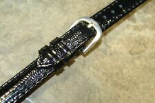 Ladies 12mm (1/2") Black Genuine Leather, Stitched, Speidel Watchband,NEW w Tags