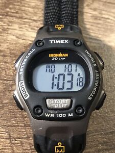 Timex Watch Ironman 30 Lap 100M Gray/Black New Battery Installed