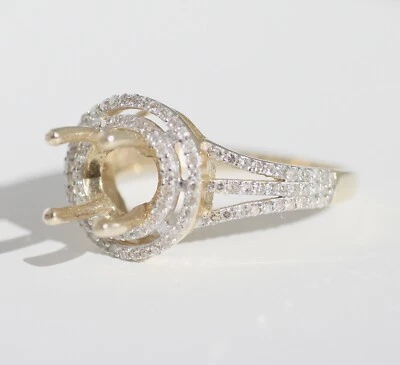 14K 黄金钻石双 HALO 半挂环 — 第 1/4 张图片