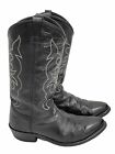 Old West Cowboy Boots Adult Black Smooth Leather Almond Toe Mens 12ee Excellent