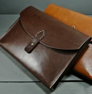 iPad laptop cover bag messenger file folder pocket cow Leather bag brown W522 - Picture 1 of 3