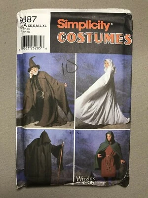 Costumes Pattern Wizard Renaissance Faire, Simplicity 9887 Sizes XS to XL Uncut - Image 1 of 4