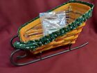 Longaberger Holiday Sleigh Basket with Runners Protector and Holly Garter #16811