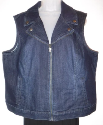 Style & Co. XL Chaleco Azul Denim Cuello en V Cremallera Completa Foto 1 de 4