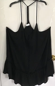 Womens Plus 2X (20w-22w) Size Swim Cover-up Black Eyelet-Trim swimwear NEW $52 - Picture 1 of 6