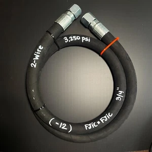 3/4” x 120” 2-Wire Hydraulic Hose Assembly with 3/4 FEMALE JIC END, #12 (1-1/16) - Picture 1 of 4