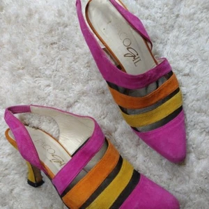 Vintage Paco Gil Bright Suede Heels - Picture 1 of 9