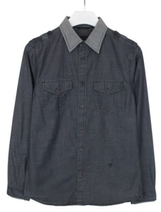 GUESS Shirt Men's SMALL Spread Collar Button Up Casual Pockets Melange Pattern - Picture 1 of 8