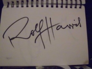 Rolf Harris signed autograph card 8x6 approx