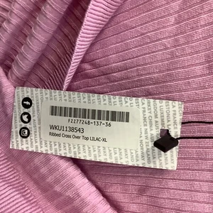 Boohoo Womens Blouse Top Pink Ribbed Cross Over Off The Shoulder Cropped Size XL - Picture 1 of 7