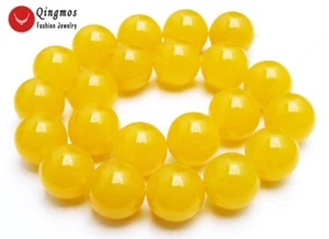 18mm Round Yellow Natural Jade Loose Beads for Jewelry Making DIY 15" Strand - Picture 1 of 19