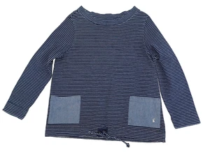JOULES 12 L Sweatshirt Q Connick Top Tunic Striped Navy Boat Neck French Terry - Picture 1 of 11