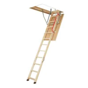 LWP Insulated Wood Attic Ladder 7' 10" - 10' 1", 25" x 54" with 300 lb. Load Cap - Picture 1 of 7