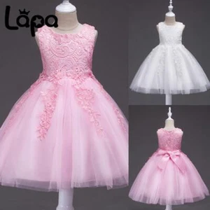 Girl Bridesmaid Princess Fancy Dress Baby Kids Flower Party Lace Wedding Dresses - Picture 1 of 12