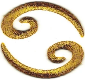 1.5" Gold Scroll Cancer 69 Embroidery Patch - Picture 1 of 1