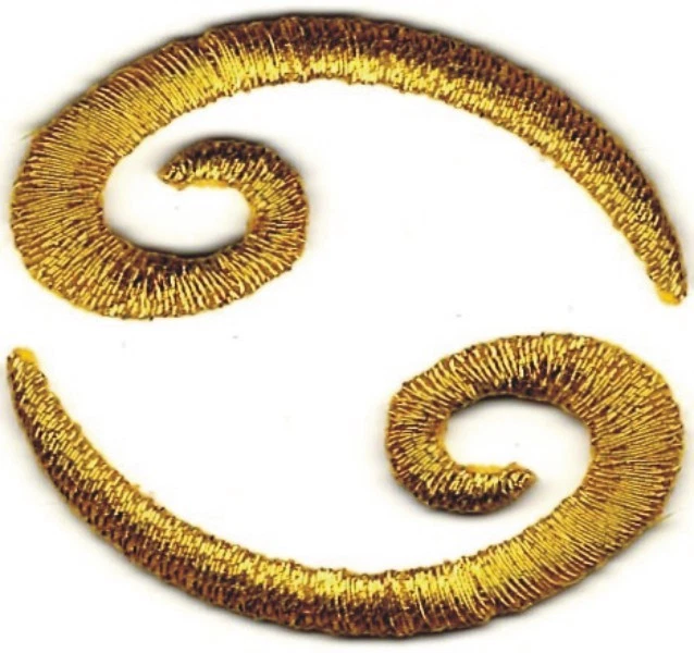 1.5" Gold Scroll Cancer 69 Embroidery Patch - Image 1 of 1