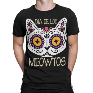 Whimsical Cat Skull Day Of The Dead Mens T-Shirt Friendly Vibrant Colors #DOTD - Picture 1 of 23
