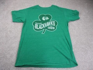 Chicago Blackhawks Shirt Adult Medium Green Lucky Shamrock Vintage Wash Mens - Picture 1 of 8