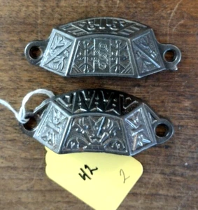 #42 VICTORIAN CAST IRON (2) EASTLAKE DRAWER BAIL PULLS - Picture 1 of 2