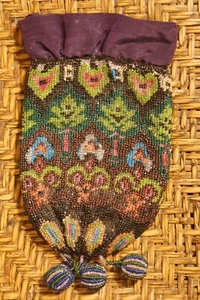 Antique Micro Beaded Purse Coin Bag Victorian - Picture 1 of 6