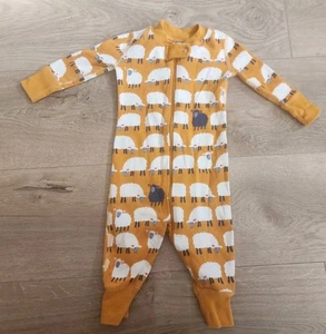 Hanna Andersson Baby Pajama Zipper Sleeper 60 Boys Girls 3-6 M Sheep Organic - Picture 1 of 3