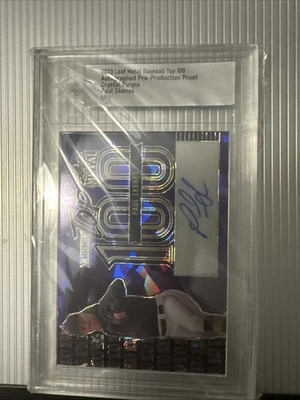 2023 Leaf Top 100 Paul Skenes Autographed Pre-production Crystal Purple 1/1 - Image 1 of 2