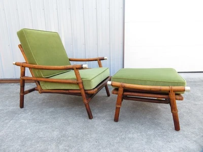 VTG Mid Century JOHN WISNER for FICKS REED Pagoda LOUNGE CHAIR SET Bamboo Rattan - Image 1 of 4