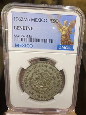 1962 Mo Mexico Silver Peso - NGC Graded Genuine   🪙  - Image 1 of 2