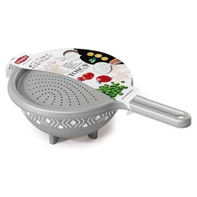 Stefanplast Scolapasta Plastica (23cm) con coperchio TOSCA Grigio 55752 - Immagine 1 di 2