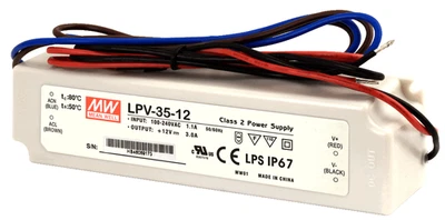 MEAN WELL 36W 12V LED CLASS 2 POWER POWER SUPPLY DRIVER IP67 (LPV-35-12) - Image 1 of 2