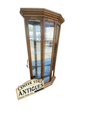 64593  Pulaski Stenciled Lighted Curio Cabinet With Plate Glass Shelves + Light - Image 1 of 4