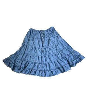 Maxi falda vaquera vintage escoba acampanada en capas 100% algodón ligera XL - Imagen 1 de 5