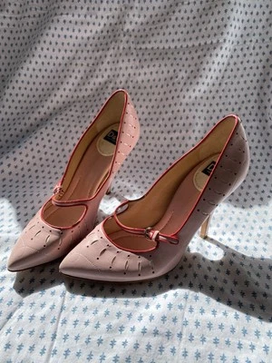 DOLCE & GABBANA Shoes Pink Leather Red white Heels Mary Jane EU 37 US 6.5 - Image 1 of 4