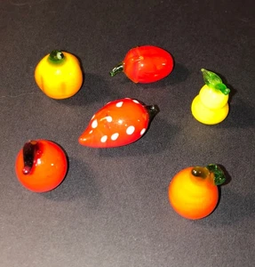Murano Lampwork Miniature (6) Blown Glass Fruits and Vegetables FREE SHIPPING - Picture 1 of 3