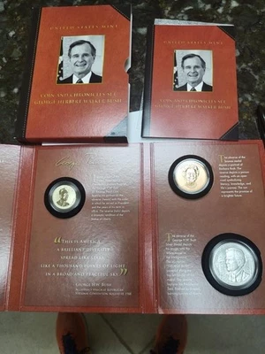 2020 BUSH Coin and Chronicles Set US Mint SILVER Medal Reverse PROOF $ Barbara - Image 1 of 4