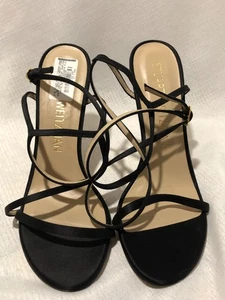 STUART WEITZMAN Womens Black Satin Celebrity Wrap Sandal, Size 10.5, Gently Used - Picture 1 of 5