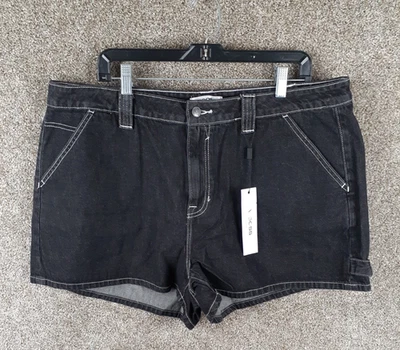 Pantalones Cortos de Jean Vigoss Denim Carpenter para Mujer 20W Negro Denim Bolsillos Tiro Alto Nuevos con Etiquetas Foto 1 de 4