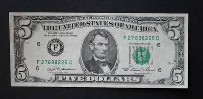 1981 $5 Atlanta Federal Reserve Note/F-1974B/about uncirculated/FREE SHIPPING! - Image 1 of 4