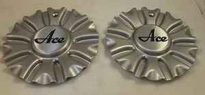 ACE Wheel Silver Custom Wheel Center Cap Caps Set 2(1) - Picture 1 of 3