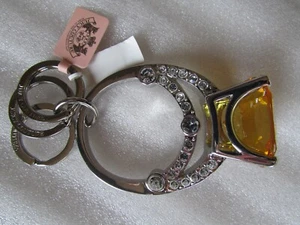 Juicy Couture Key Ring Fob Purse Charm BIG Engagement Ring Square Stone New - Picture 1 of 9