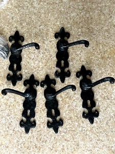 Old style black metal door handles (5) - Picture 1 of 4