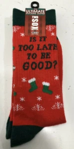 Neu Zwei Socken Weihnachtssocken Größe 10-13 Ist es zu spät, gut zu sein? Rot Grün - Bild 1 von 12